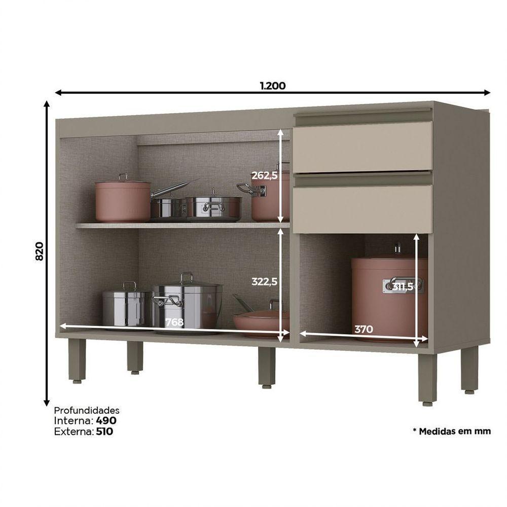 Balcão Pia 03 Portas 02 Gavetas évelin Henn Duna Cristal - 9