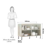 Balcão De Pia Sem Tamp 120cm Lis Legno Crem e Connect - 3