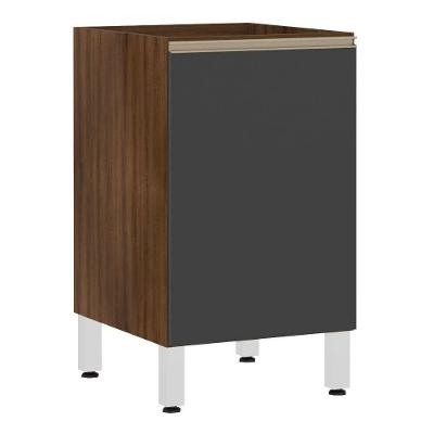 Balcão De Cozinha Sem Tampo 40cm 1 Porta Jade Luciane Móveis Nogueira Dourado Com Preto Txt