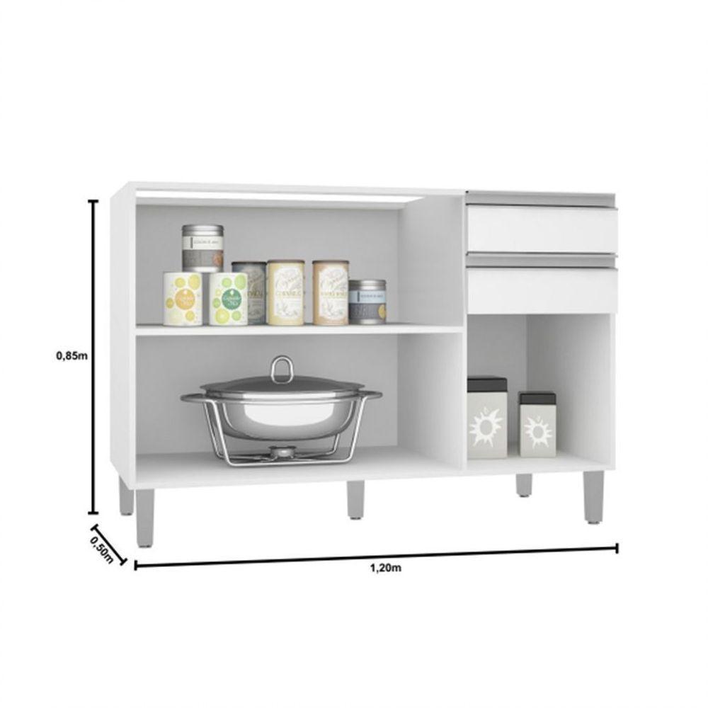 Balcão 3 Portas 2 Gavetas Para Cuba Evidence Branco - 2