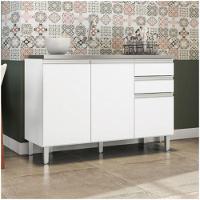 Balcão 3 Portas 2 Gavetas Para Cuba Evidence Branco - 5