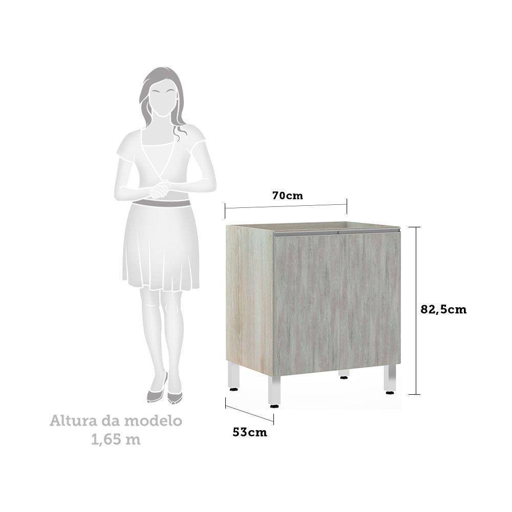 Balcão Sem Tampo 70cm Lis Legno Crem e Concreto - 2
