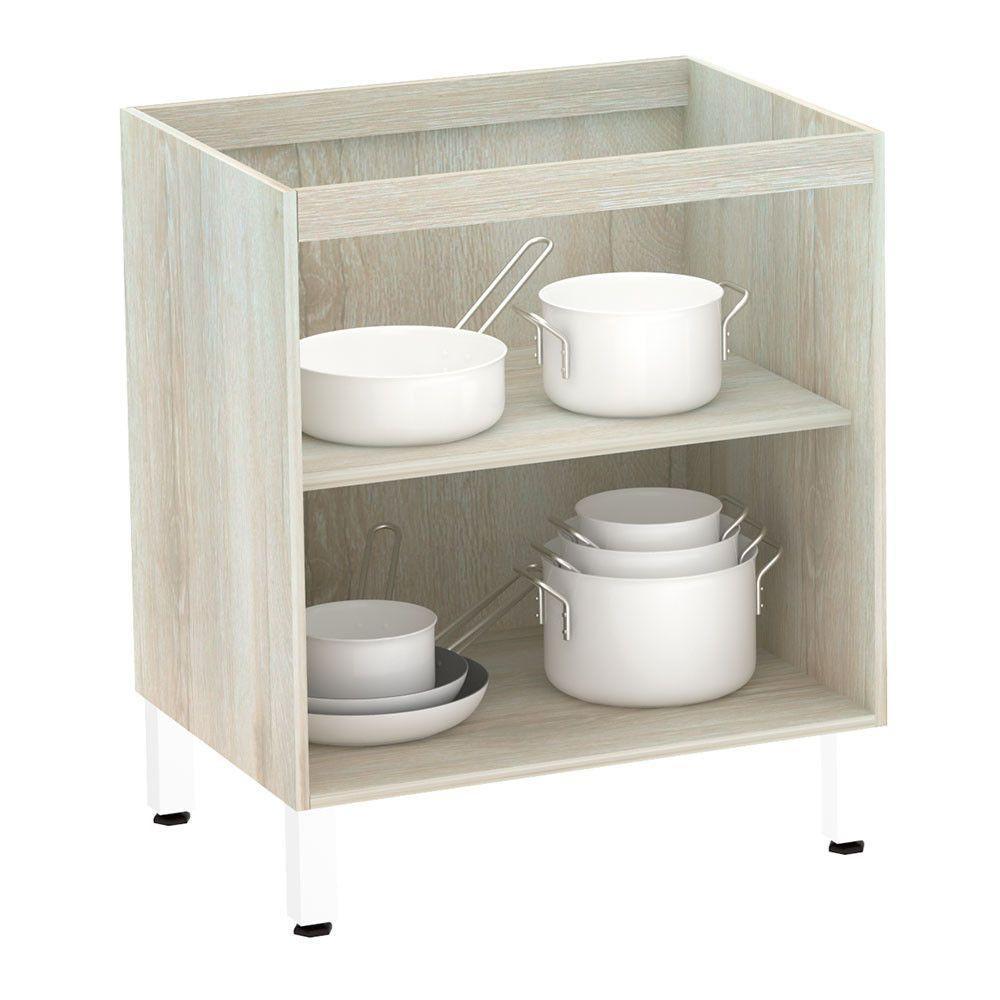 Balcão Sem Tampo 70cm Lis Legno Crem e Concreto - 3