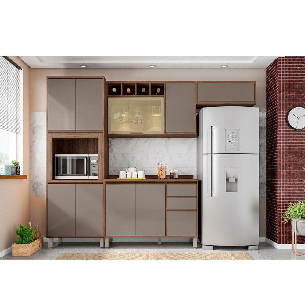 Balcão Luciane Yara 2 Portas 3 Gavetas Sem Tampo 120 Cm 1304-199 Vanilla-grafite - 1