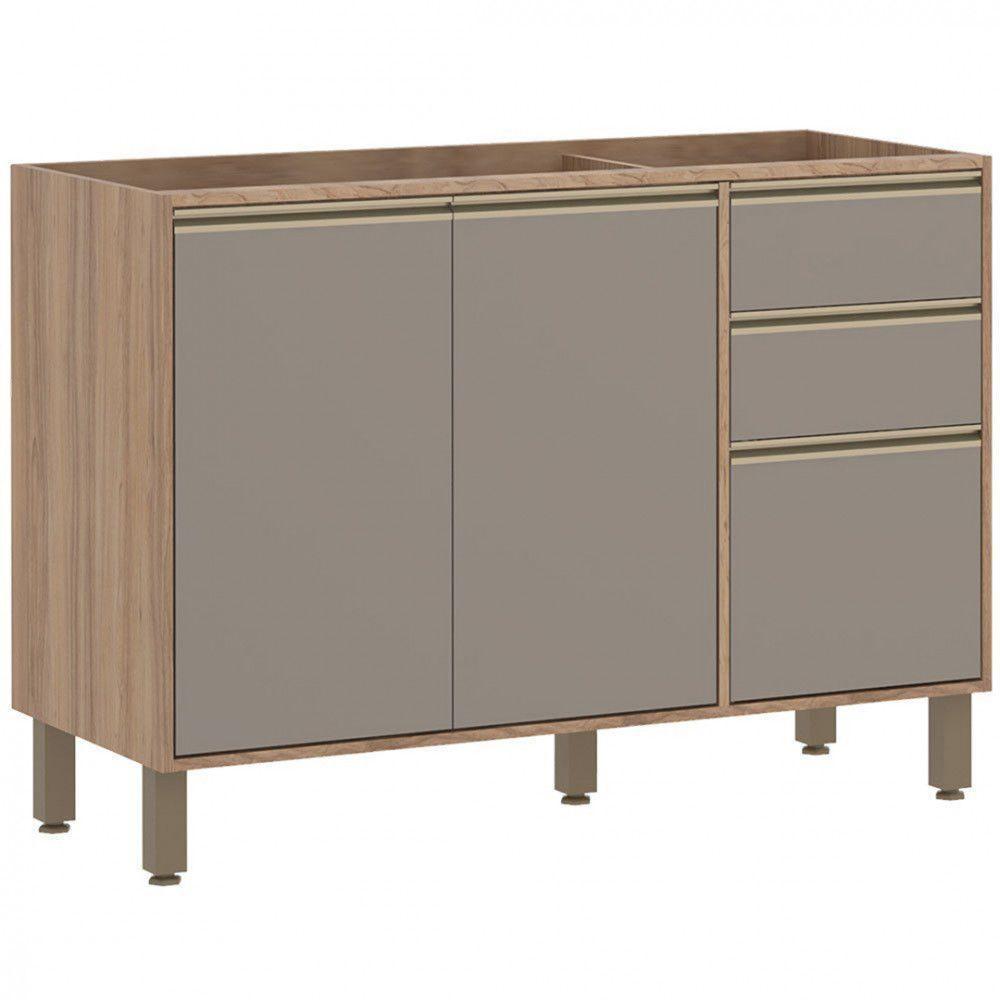 Balcão Luciane Yara 2 Portas 3 Gavetas Sem Tampo 120 Cm 1304-199 Vanilla-grafite - 3