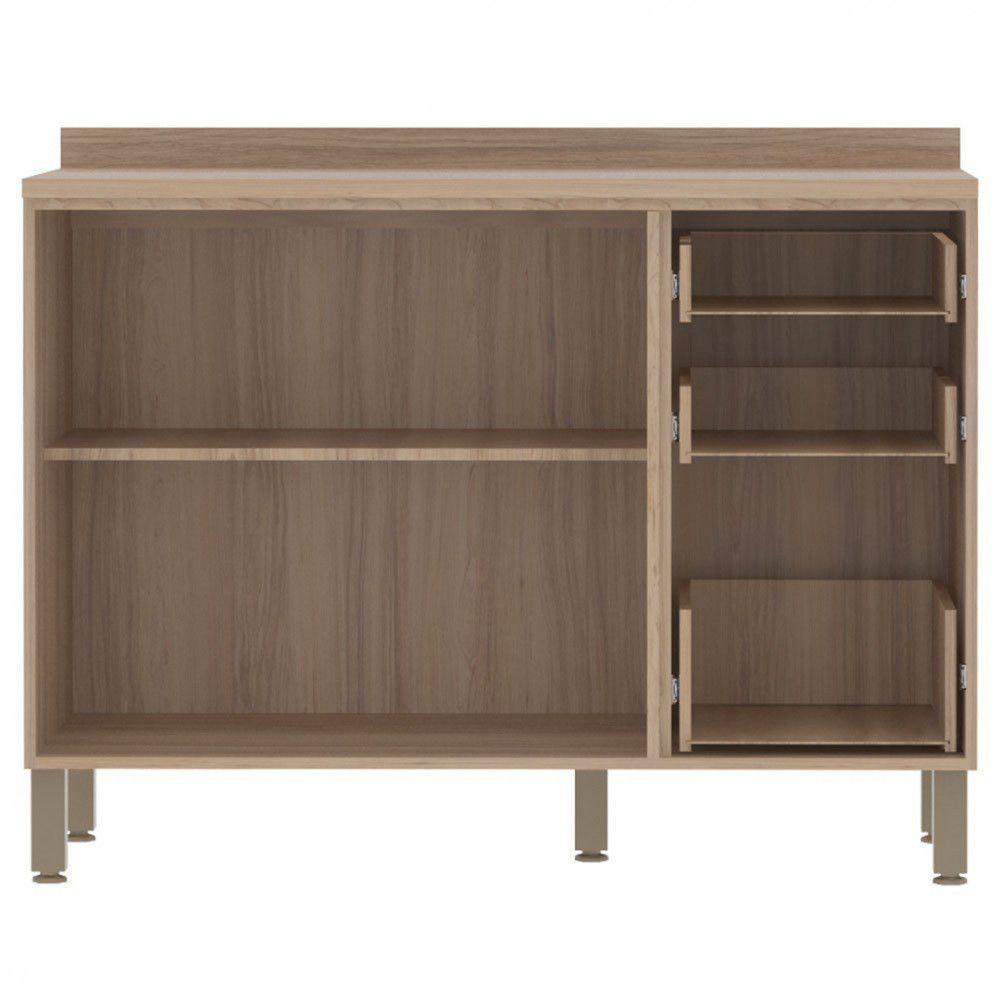 Balcão Luciane Yara 2 Portas 3 Gavetas Sem Tampo 120 Cm 1304-199 Vanilla-grafite - 7