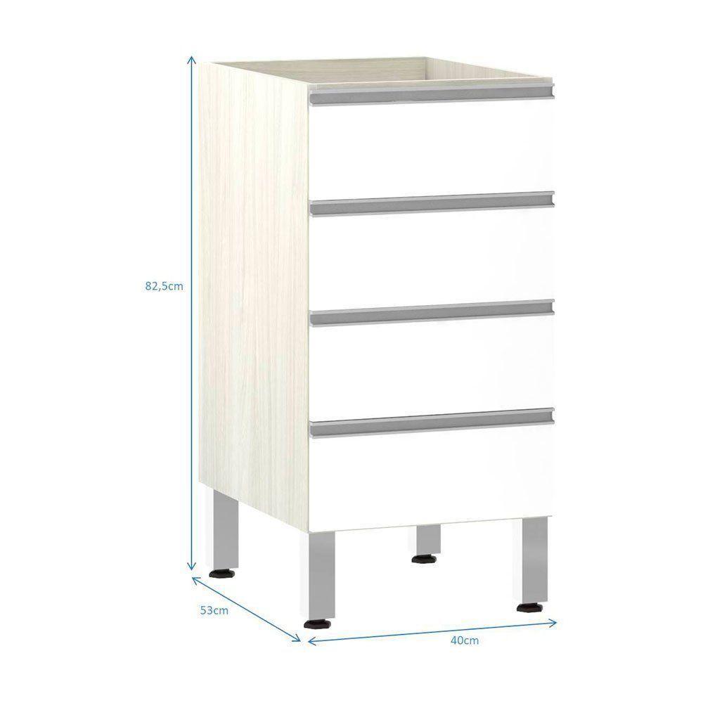 Balcão Sem Tampo 40cm Lis Legno Crem e Branco Mat - 2