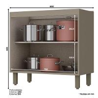 Balcão 02 Portas 80 Cm évelin Henn Duna Cristal - 2