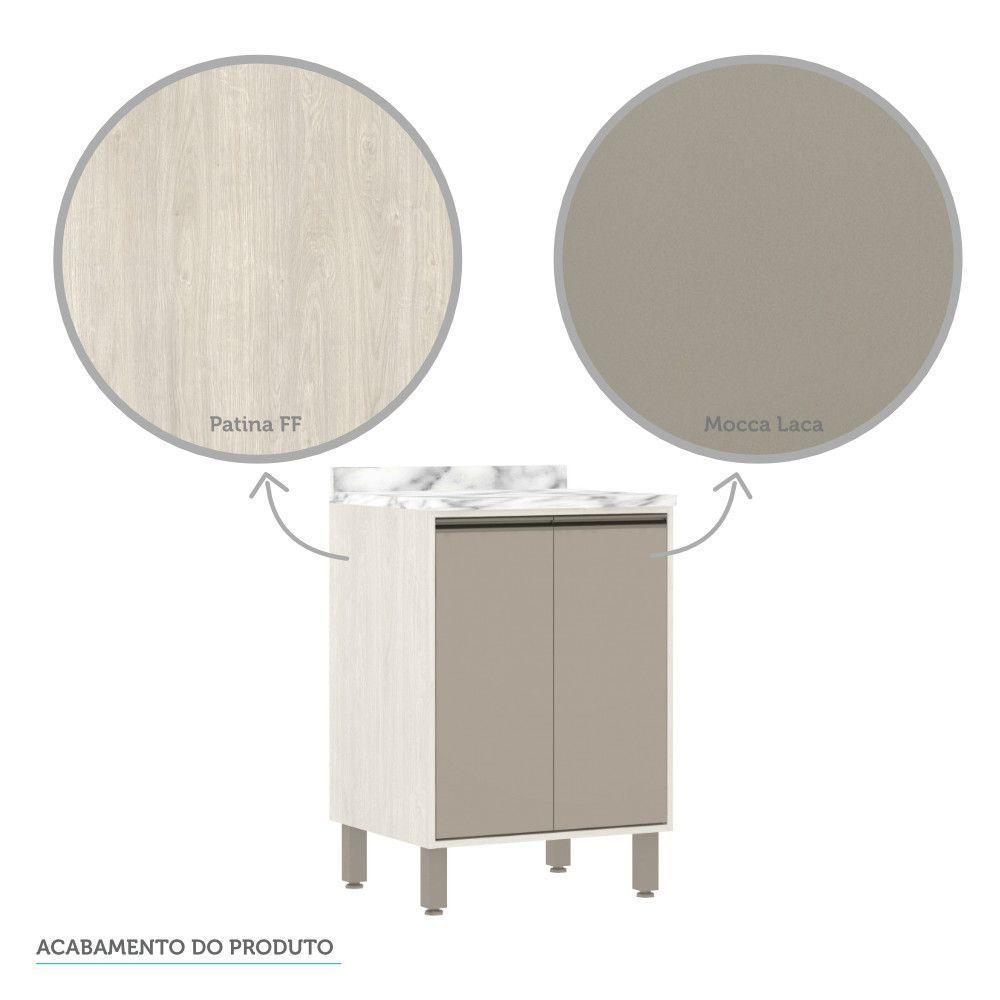 Balcão e Tampo 60 Cm De Abrir 1 Prateleira Com Mocca Laca - 2