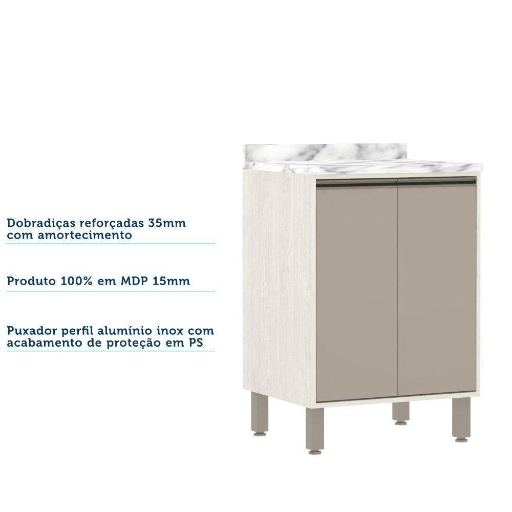 Balcão e Tampo 60 Cm De Abrir 1 Prateleira Com Mocca Laca - 3