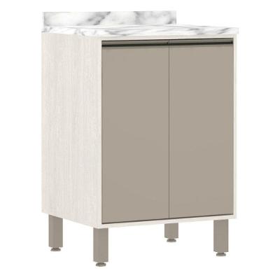 Balcão De Cozinha Com Tampo 60 Cm 2 Portas Linea Luciane Pátina Ff-mocca Laca