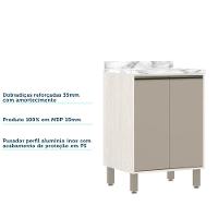 Balcão e Tampo 60 Cm De Abrir 1 Prateleira Com Mocca Laca - 3