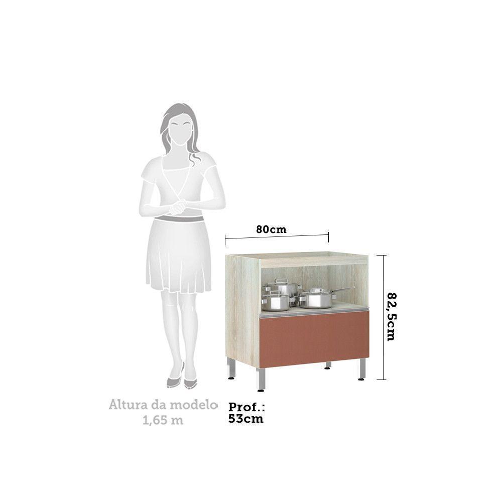 Balcão Sem Tampo 80cm Misto Basculante Lis Legno Crem e Gaia - 3
