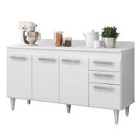 Balcão Gabinete De Pia 150Cm 4 Portas 2 Gavetas Com Tampo Lis L03 Branco - 1