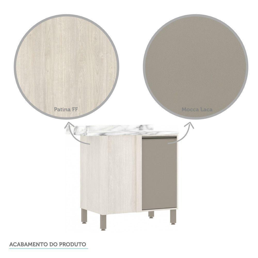 Balcão De Cozinha Com Tampo 95 Cm 1 Porta Linea Luciane Pátina Ff-mocca Laca - 2