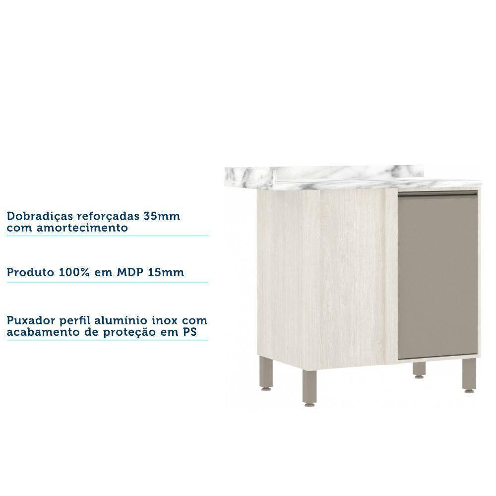 Balcão De Cozinha Com Tampo 95 Cm 1 Porta Linea Luciane Pátina Ff-mocca Laca - 4