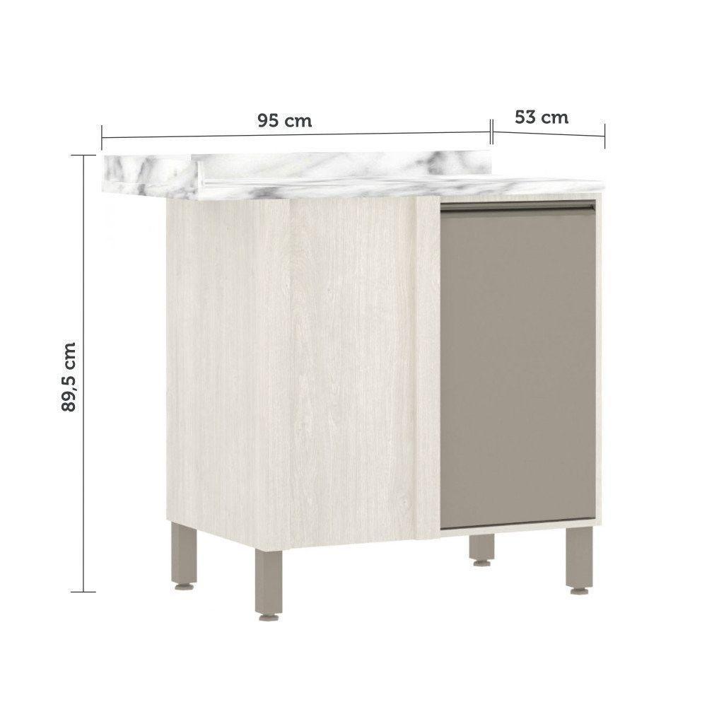 Balcão De Cozinha Com Tampo 95 Cm 1 Porta Linea Luciane Pátina Ff-mocca Laca - 5