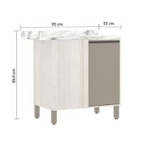 Balcão De Cozinha Com Tampo 95 Cm 1 Porta Linea Luciane Pátina Ff-mocca Laca - 5