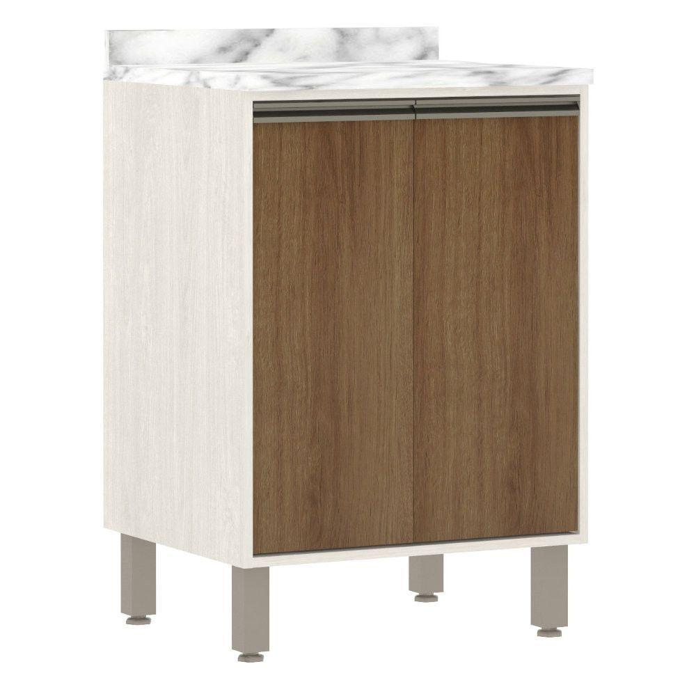 Balcão De Cozinha Com Tampo 60 Cm 2 Portas Linea Luciane Pátina Ff-avelã Ff - 1