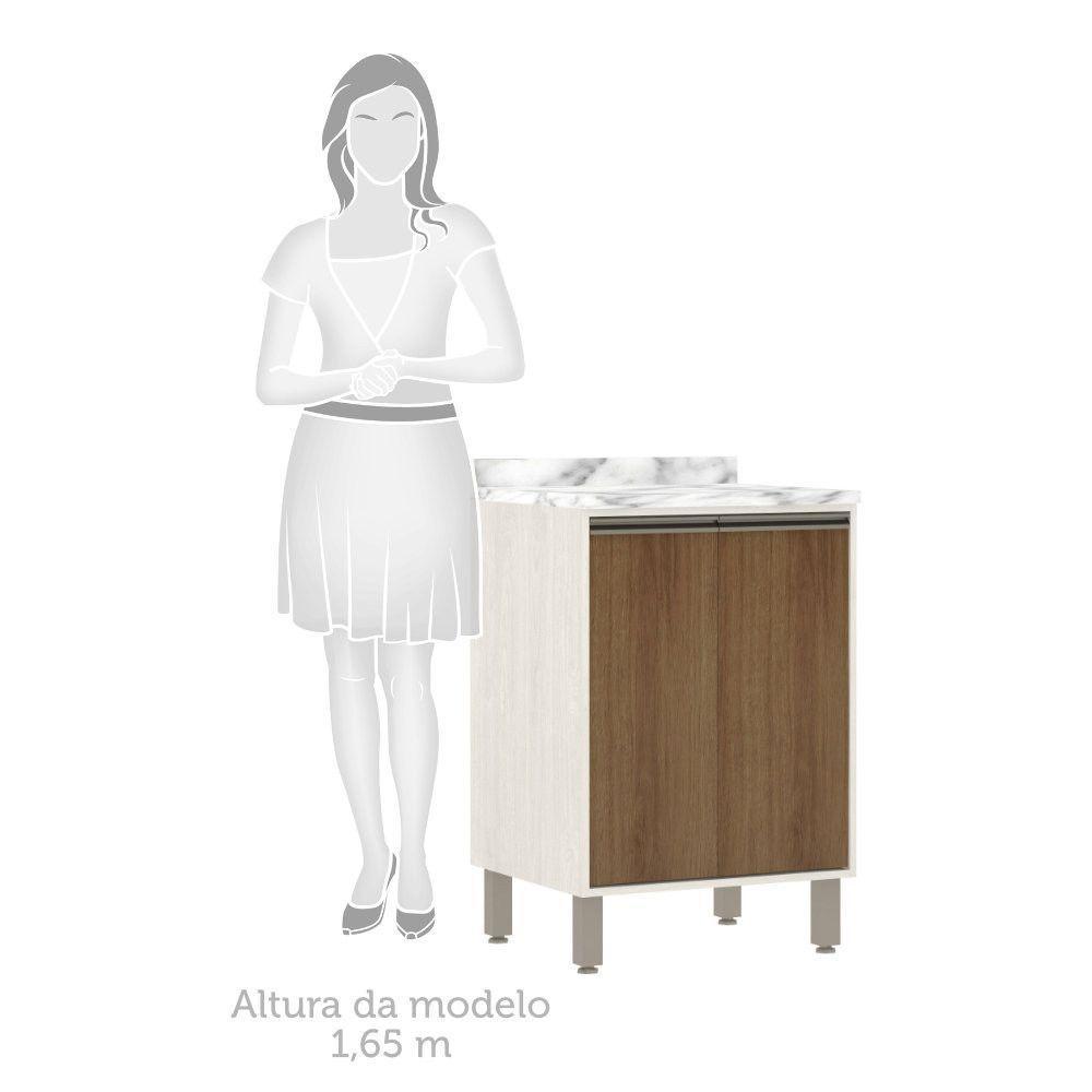 Balcão De Cozinha Com Tampo 60 Cm 2 Portas Linea Luciane Pátina Ff-avelã Ff - 2