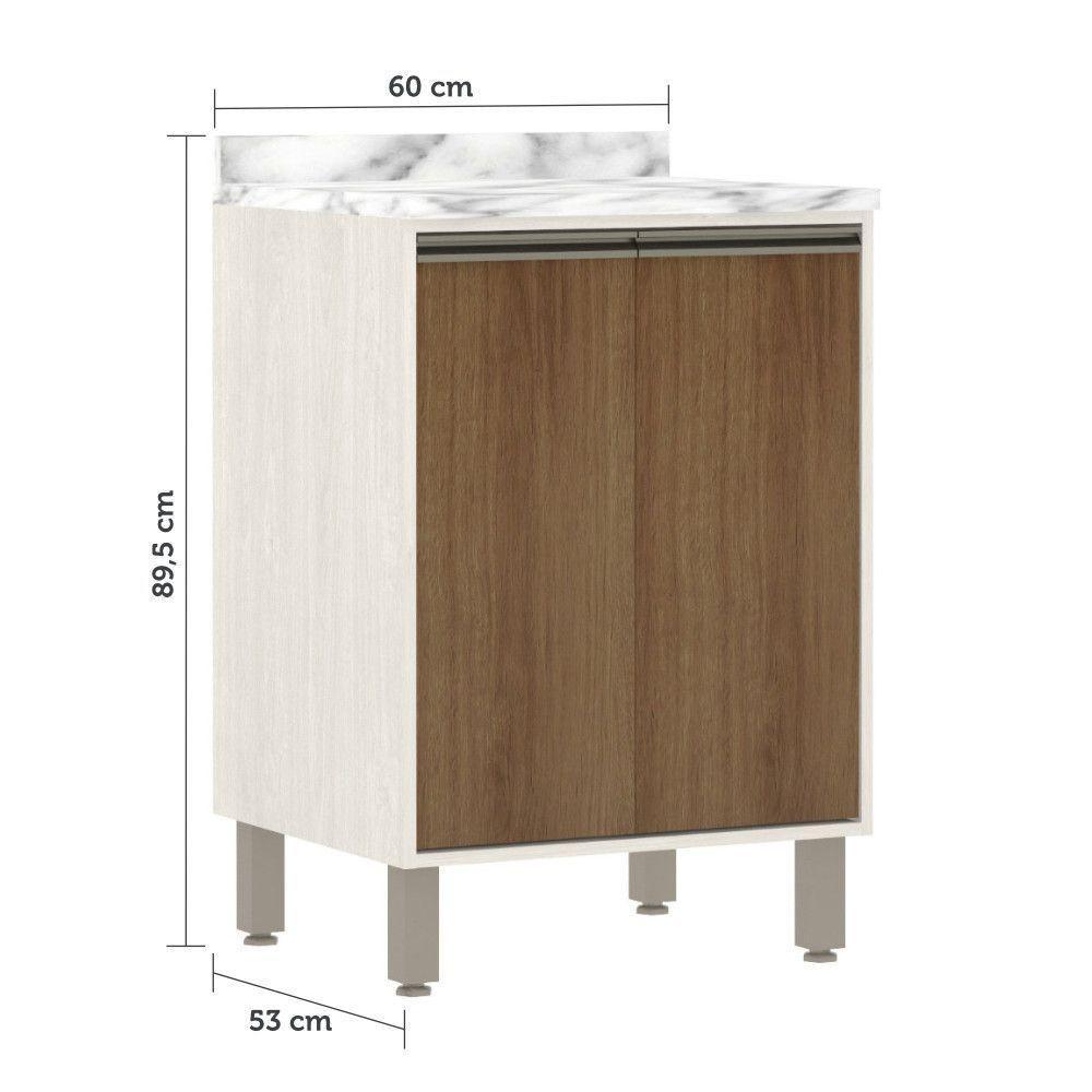 Balcão De Cozinha Com Tampo 60 Cm 2 Portas Linea Luciane Pátina Ff-avelã Ff - 5
