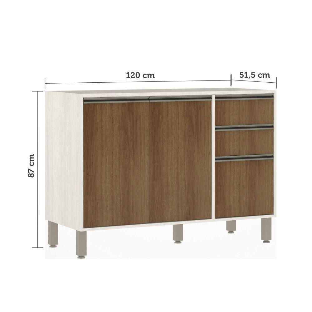 Balcão De Pia Para Cozinha 120 Cm 2 Portas Linea Luciane Pátina Ff-avelã Ff - 2