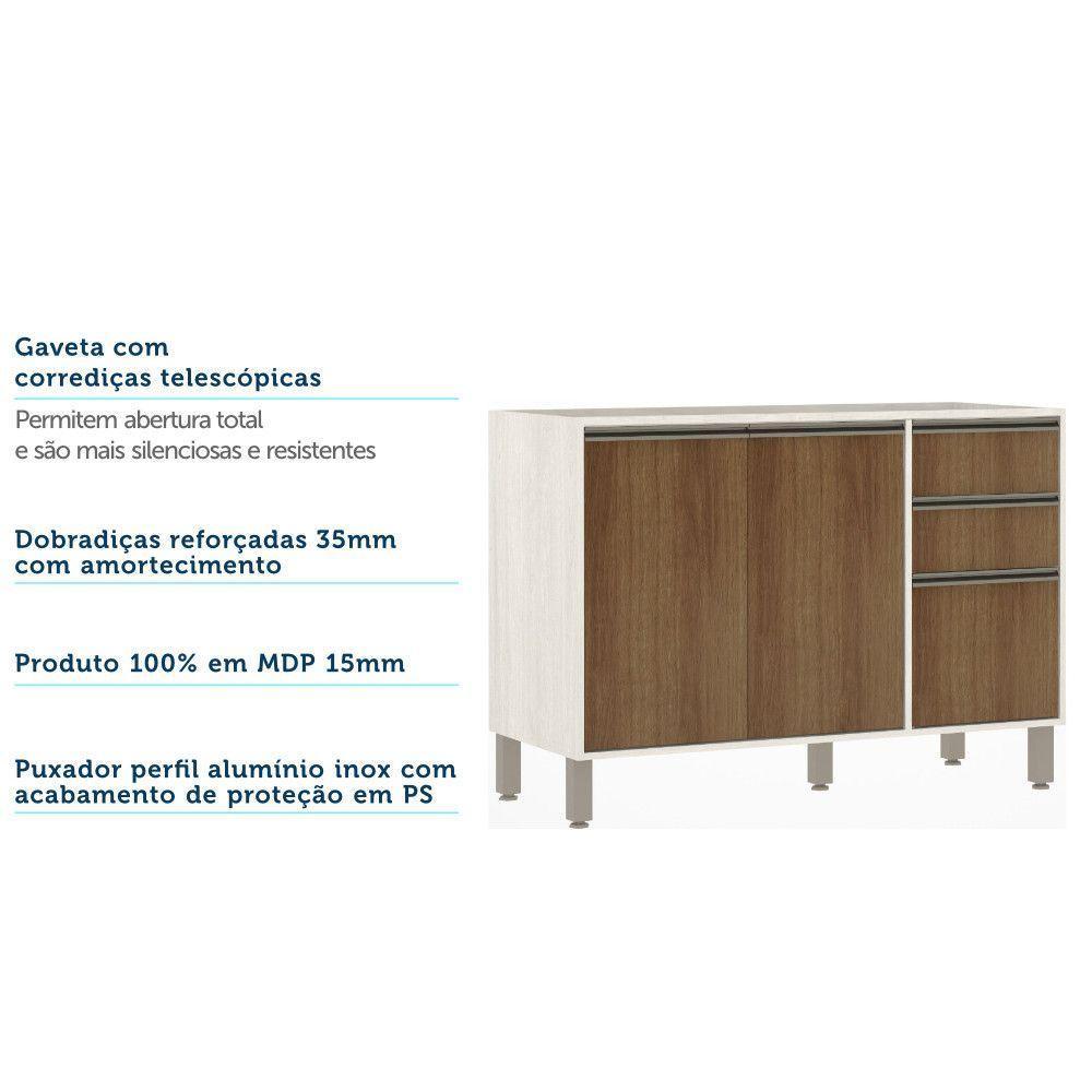 Balcão De Pia Para Cozinha 120 Cm 2 Portas Linea Luciane Pátina Ff-avelã Ff - 3