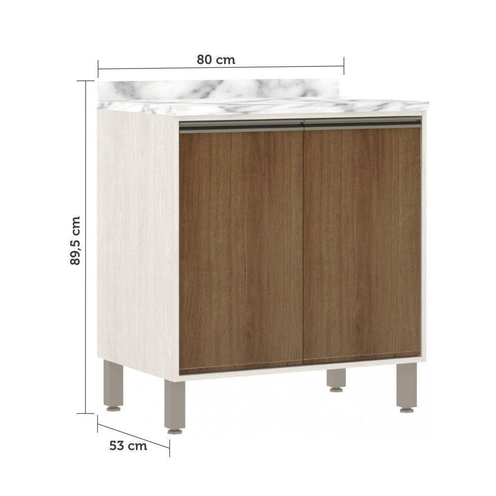 Balcão De Cozinha Com Tampo 80 Cm 2 Portas Linea Luciane Pátina Ff-avelã Ff - 2