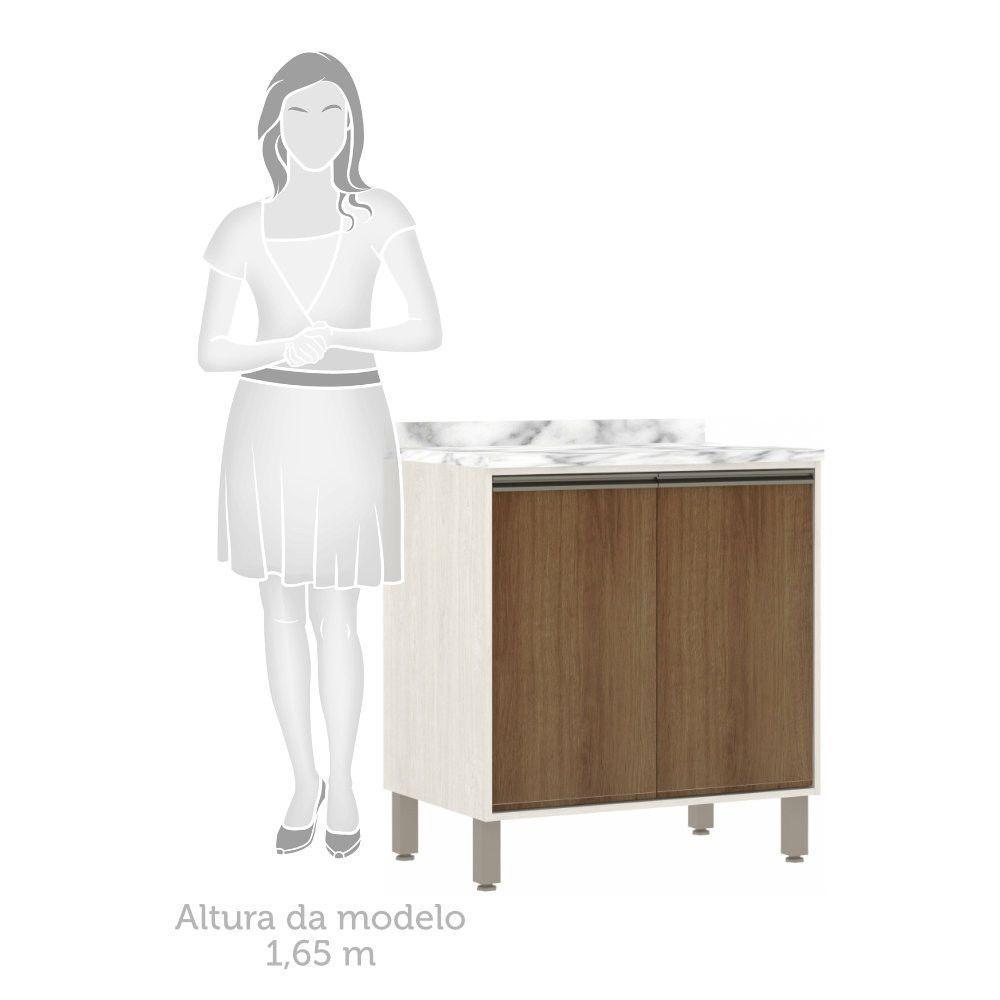 Balcão De Cozinha Com Tampo 80 Cm 2 Portas Linea Luciane Pátina Ff-avelã Ff - 3