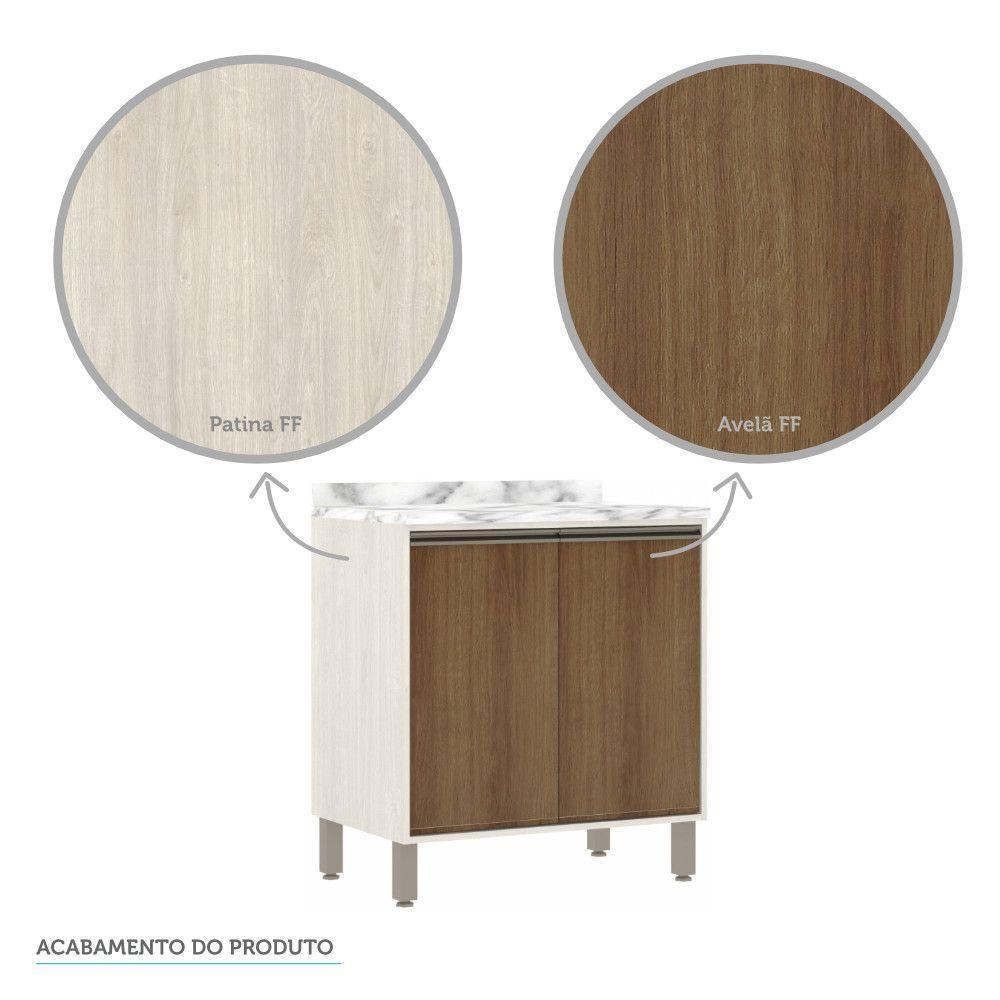 Balcão De Cozinha Com Tampo 80 Cm 2 Portas Linea Luciane Pátina Ff-avelã Ff - 5