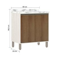 Balcão De Cozinha Com Tampo 80 Cm 2 Portas Linea Luciane Pátina Ff-avelã Ff - 2