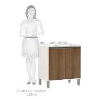 Balcão De Cozinha Com Tampo 80 Cm 2 Portas Linea Luciane Pátina Ff-avelã Ff - 3