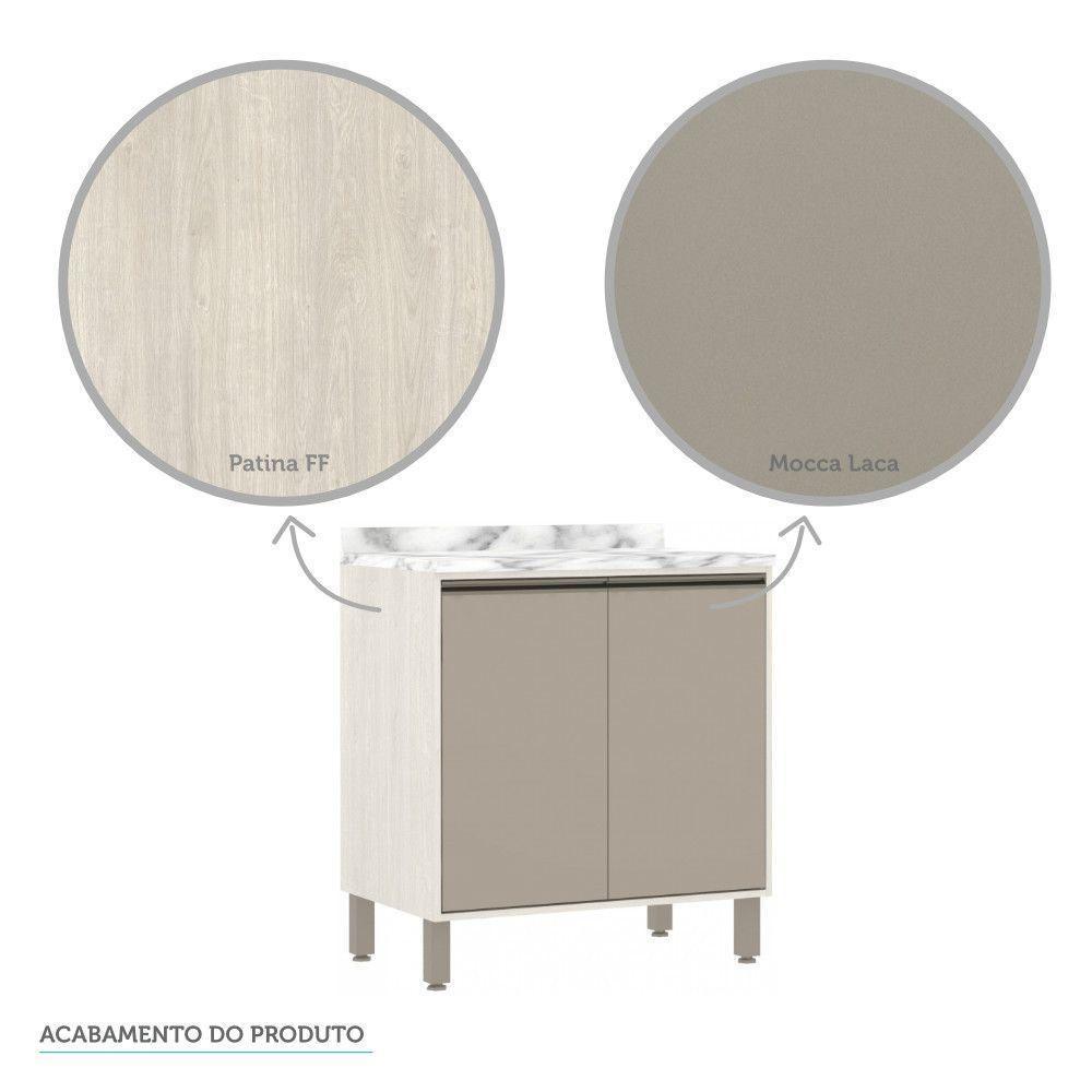 Balcão De Cozinha Com Tampo 80 Cm 2 Portas Linea Luciane Pátina Ff-mocca Laca - 3