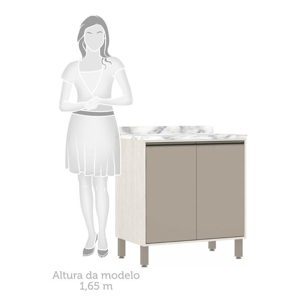Balcão De Cozinha Com Tampo 80 Cm 2 Portas Linea Luciane Pátina Ff-mocca Laca - 4