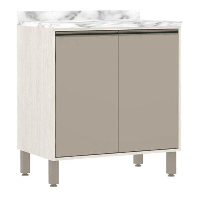 Balcão De Cozinha Com Tampo 80 Cm 2 Portas Linea Luciane Pátina Ff-mocca Laca
