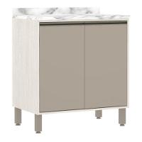 Balcão De Cozinha Com Tampo 80 Cm 2 Portas Linea Luciane Pátina Ff-mocca Laca - 1