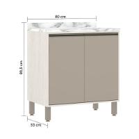 Balcão De Cozinha Com Tampo 80 Cm 2 Portas Linea Luciane Pátina Ff-mocca Laca - 6