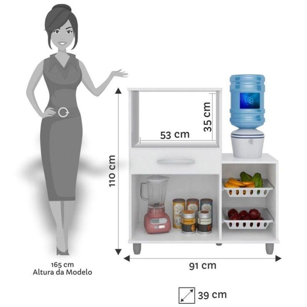 Armário Multiuso Irlanda Com Fruteira E Nicho Micro-Ondas Branco/Preto - Lumil - 2