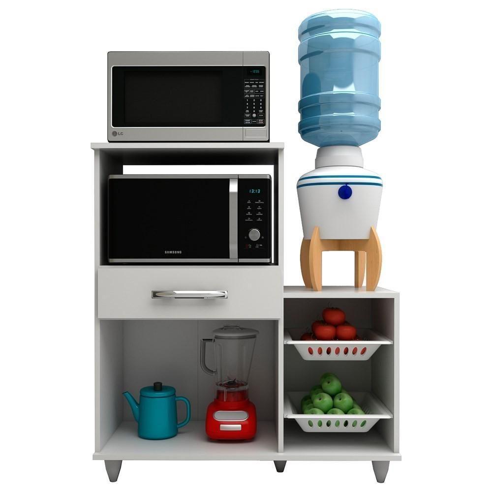 Armário Multiuso Irlanda Com Fruteira E Nicho Micro-Ondas Branco/Preto - Lumil - 3