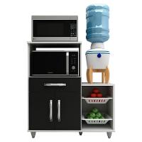 Armário Multiuso Irlanda Com Fruteira E Nicho Micro-Ondas Branco/Preto - Lumil - 1