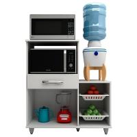 Armário Multiuso Irlanda Com Fruteira E Nicho Micro-Ondas Branco/Preto - Lumil - 3