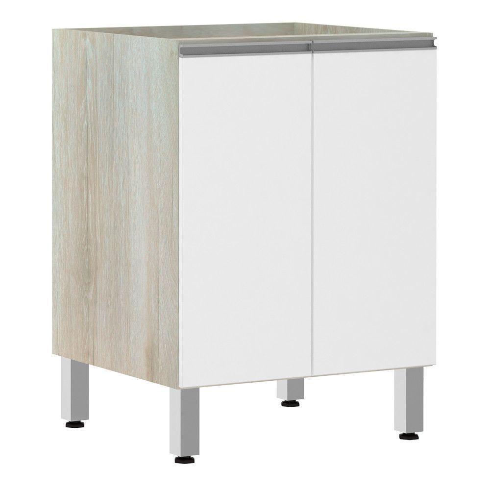 Balcão Sem Tampo 60cm Lis Legno Crem e Branco Mat - 1