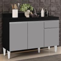 Balcão Gabinete 120cm Com Tampo 3 Portas 1 Gaveta Preto - 7