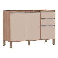 Balcão Para Pia Sem Tampo 120 Cm De Abrir 3 Gavetas Lari Vanill e Connect - 1