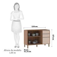 Balcão Para Pia Sem Tampo 120 Cm De Abrir 3 Gavetas Lari Vanill e Connect - 5