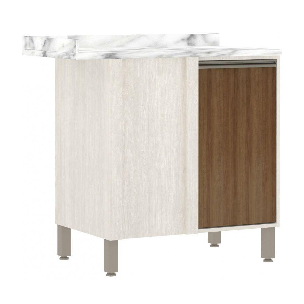 Balcão De Cozinha Com Tampo 95 Cm 1 Porta Linea Luciane Pátina Ff-avelã Ff - 1