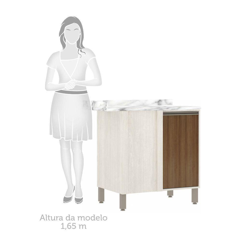 Balcão De Cozinha Com Tampo 95 Cm 1 Porta Linea Luciane Pátina Ff-avelã Ff - 3