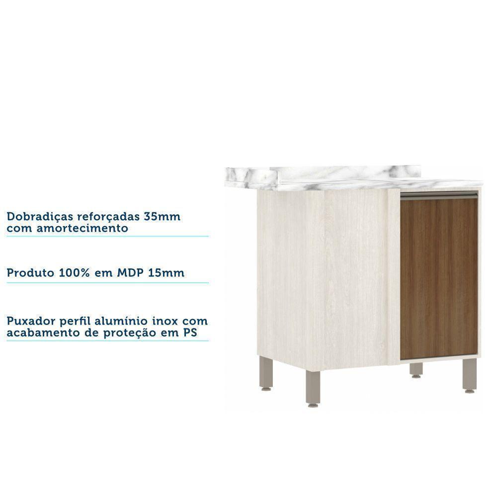 Balcão De Cozinha Com Tampo 95 Cm 1 Porta Linea Luciane Pátina Ff-avelã Ff - 6