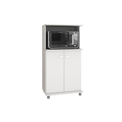 Balcão Multiuso Cozinha BL-3307 c/ 2 Portas e Nicho p/ Microondas 60cm Branco - Tecno Mobili