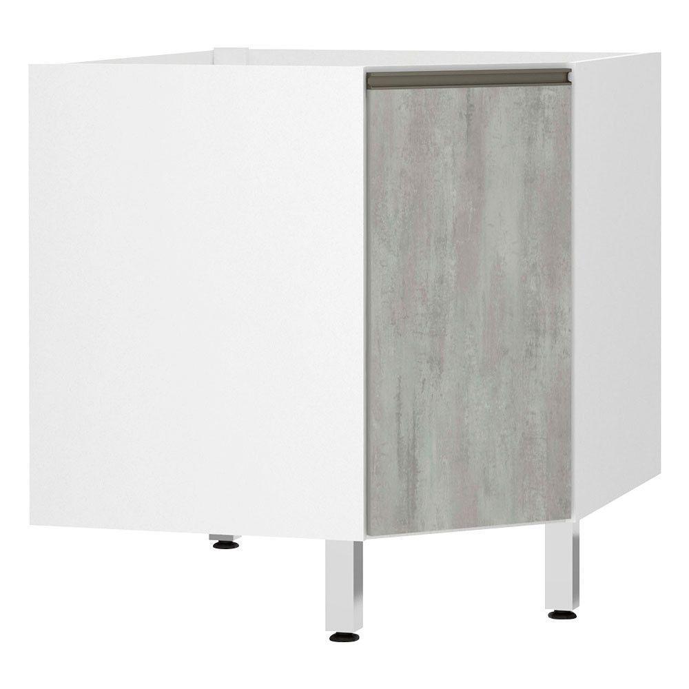 Balcão Sem Tampo Canto Diagonal Branco Com Concreto - 1